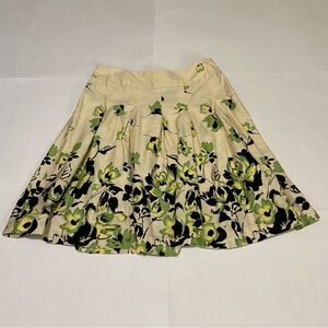 ⭐️George Cream and Green Floral A-Line Skirt